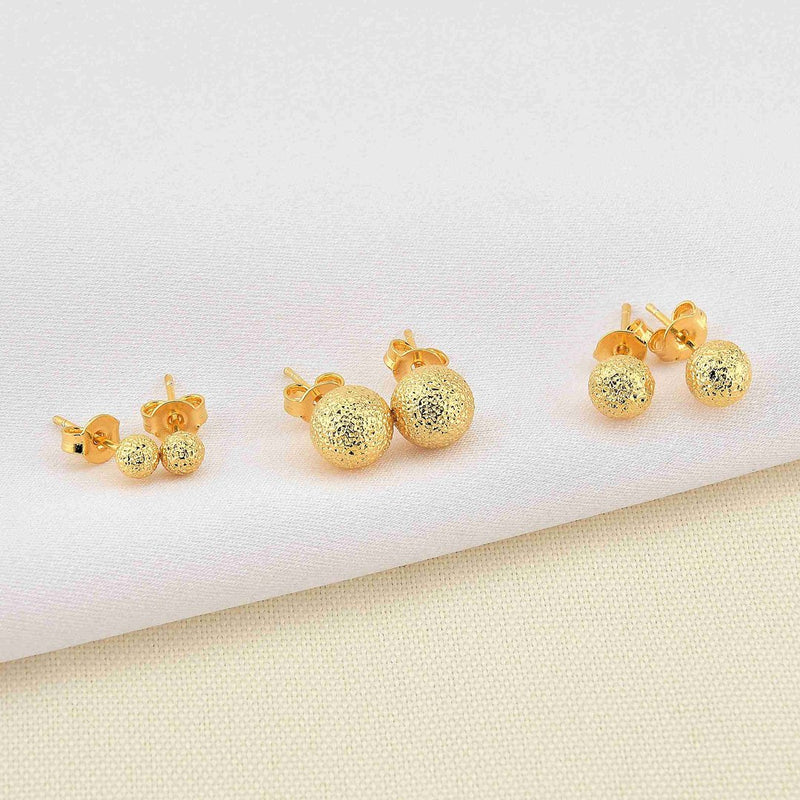 Brinco Bolinha Texturizada - Banhado a Ouro 18k
