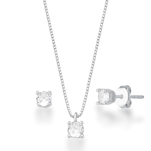 Conjunto Gargantilha e Brinco Ponto Luz Cristal